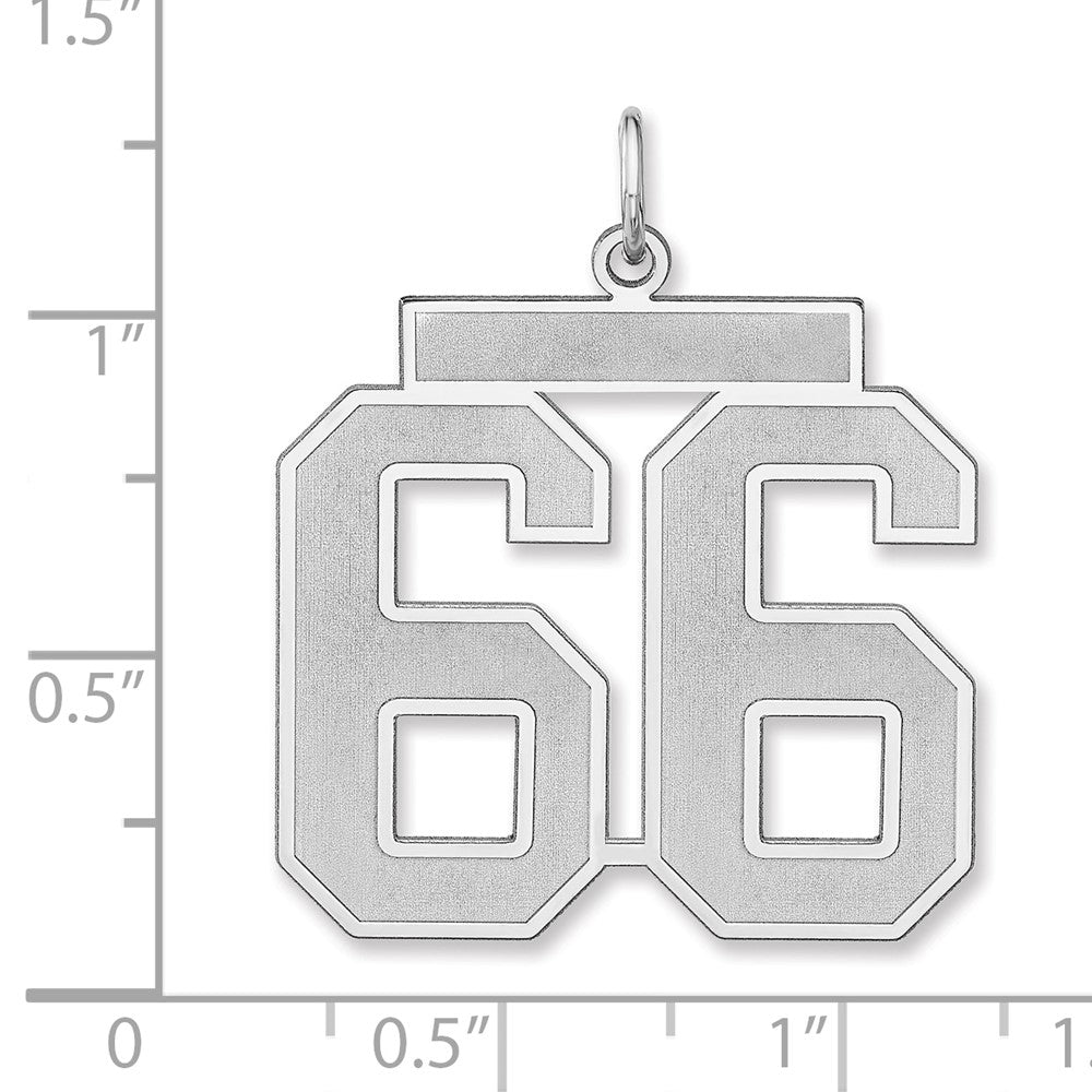 Alternate view of the Sterling Silver, Jersey Collection, Extra Large Number 66 Pendant by The Black Bow Jewelry Co.