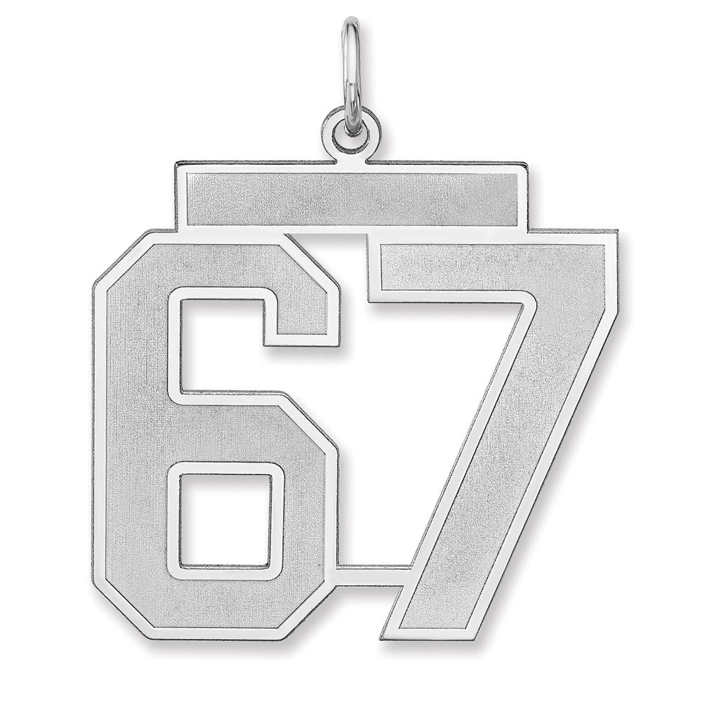 Sterling Silver, Jersey Collection, Extra Large Number 67 Pendant, Item P33459-67 by The Black Bow Jewelry Co.