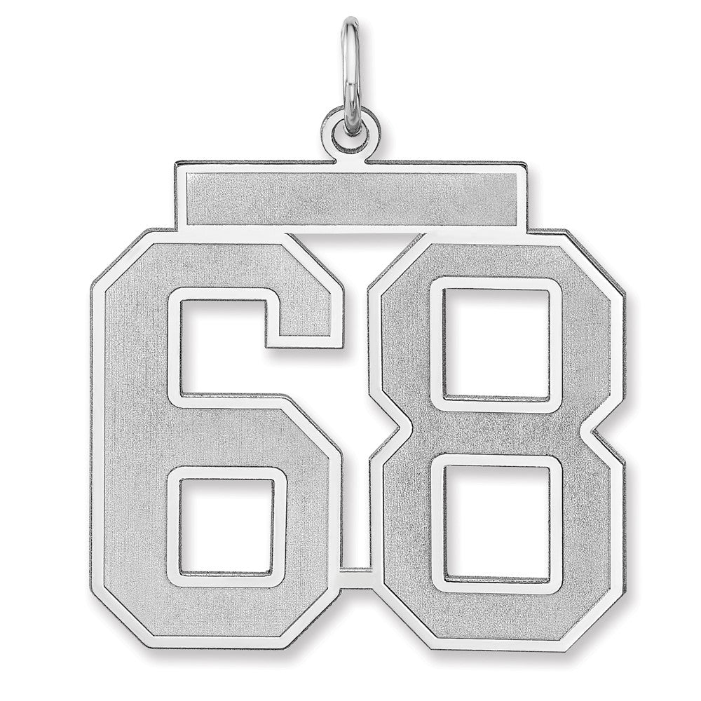 Sterling Silver, Jersey Collection, Extra Large Number 68 Pendant, Item P33459-68 by The Black Bow Jewelry Co.