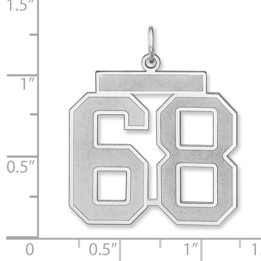 Alternate view of the Sterling Silver, Jersey Collection, Extra Large Number 68 Pendant by The Black Bow Jewelry Co.