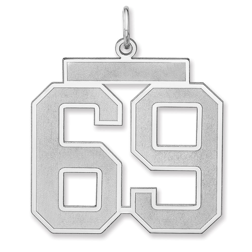 Sterling Silver, Jersey Collection, Extra Large Number 69 Pendant, Item P33459-69 by The Black Bow Jewelry Co.