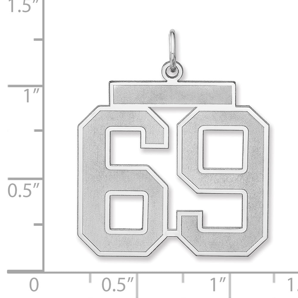 Alternate view of the Sterling Silver, Jersey Collection, Extra Large Number 69 Pendant by The Black Bow Jewelry Co.