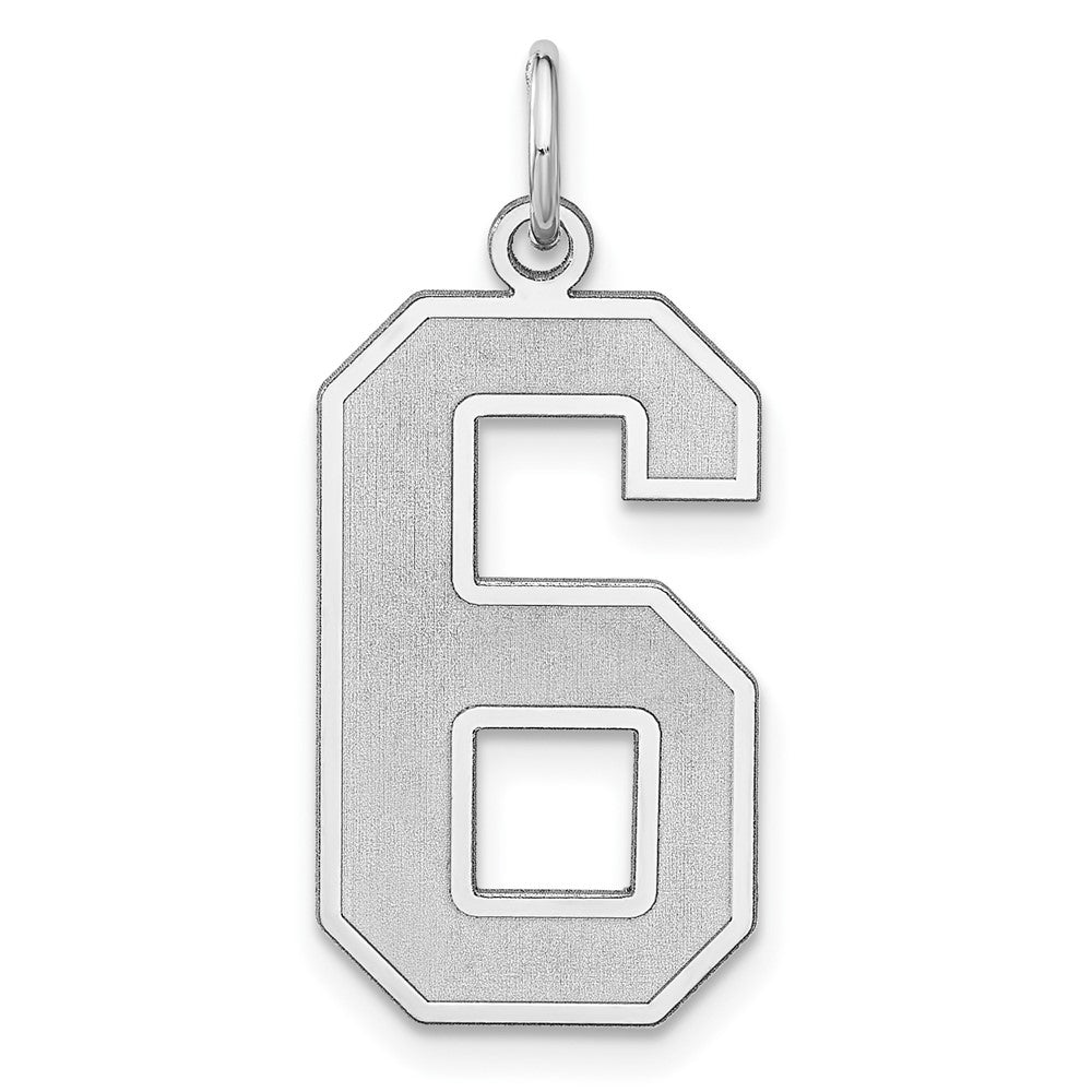 Sterling Silver, Jersey Collection, Extra Large Number 6 Pendant, Item P33459-6 by The Black Bow Jewelry Co.