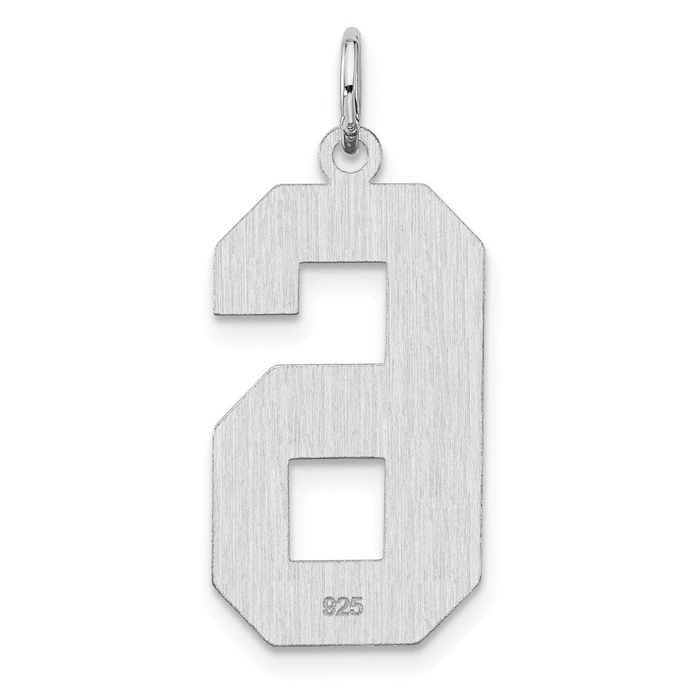 Alternate view of the Sterling Silver, Jersey Collection, Extra Large Number 6 Pendant by The Black Bow Jewelry Co.
