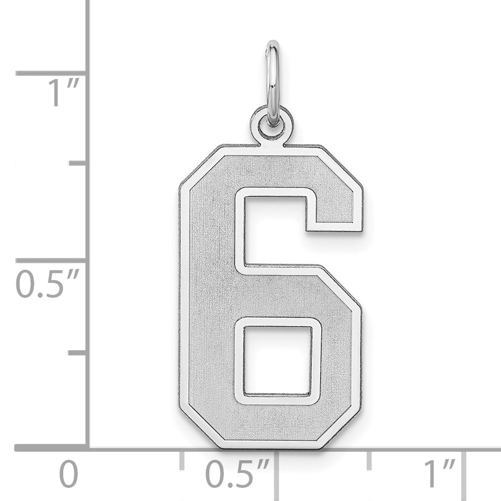 Alternate view of the Sterling Silver, Jersey Collection, Extra Large Number 6 Pendant by The Black Bow Jewelry Co.