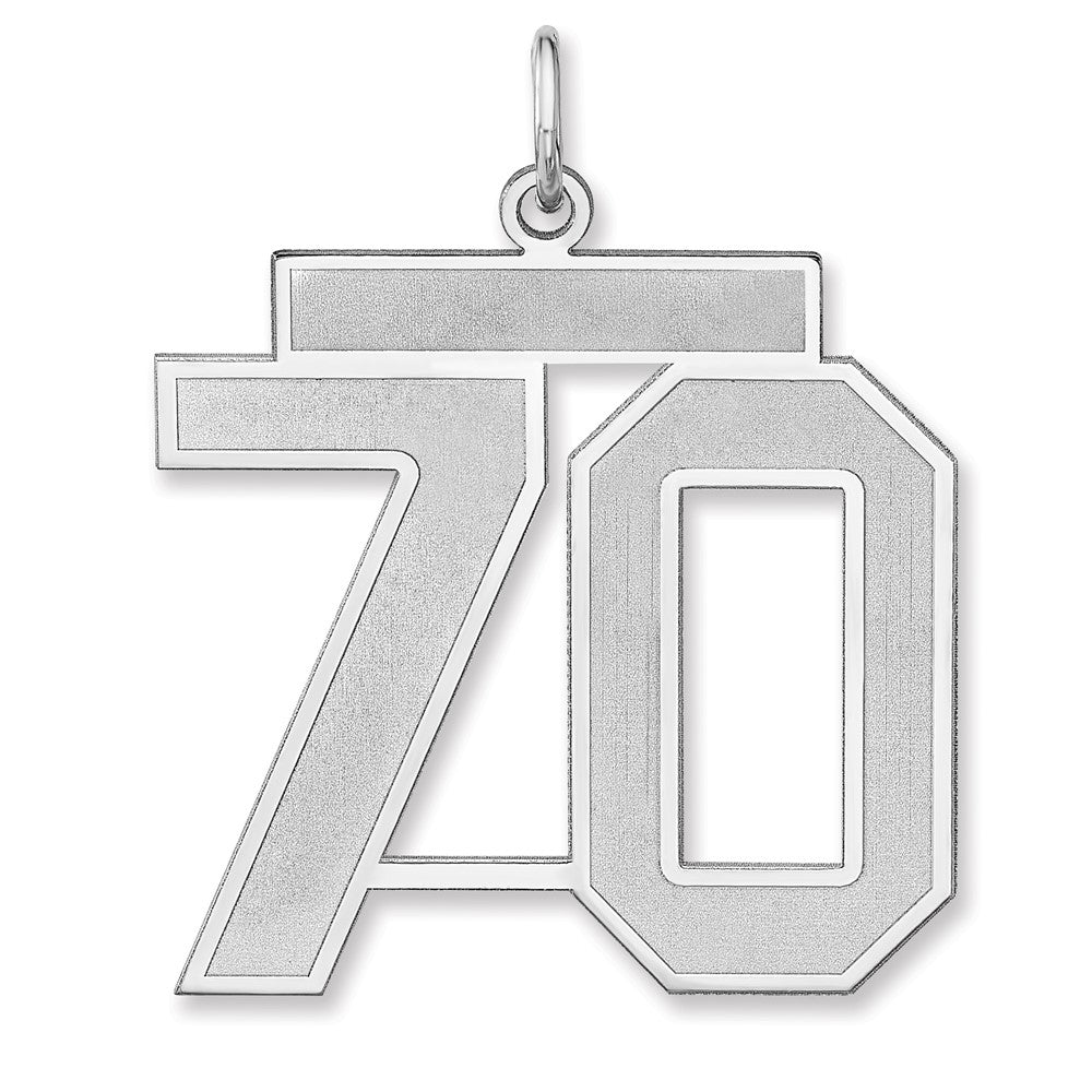 Sterling Silver, Jersey Collection, Extra Large Number 70 Pendant, Item P33459-70 by The Black Bow Jewelry Co.