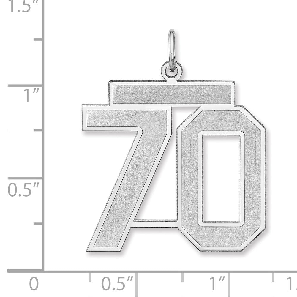Alternate view of the Sterling Silver, Jersey Collection, Extra Large Number 70 Pendant by The Black Bow Jewelry Co.