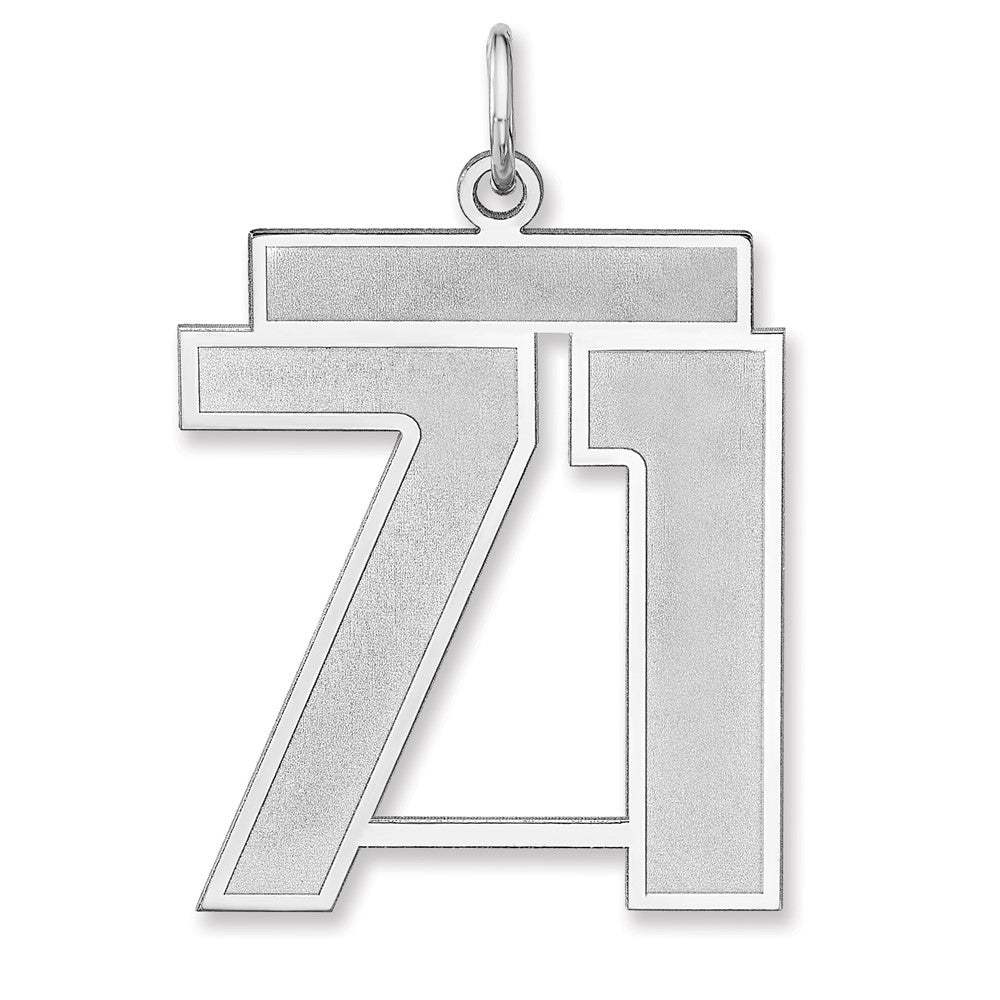 Sterling Silver, Jersey Collection, Extra Large Number 71 Pendant, Item P33459-71 by The Black Bow Jewelry Co.