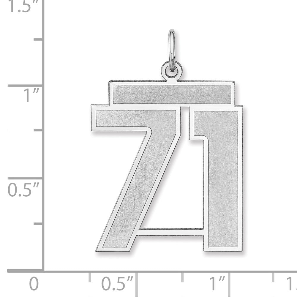 Alternate view of the Sterling Silver, Jersey Collection, Extra Large Number 71 Pendant by The Black Bow Jewelry Co.