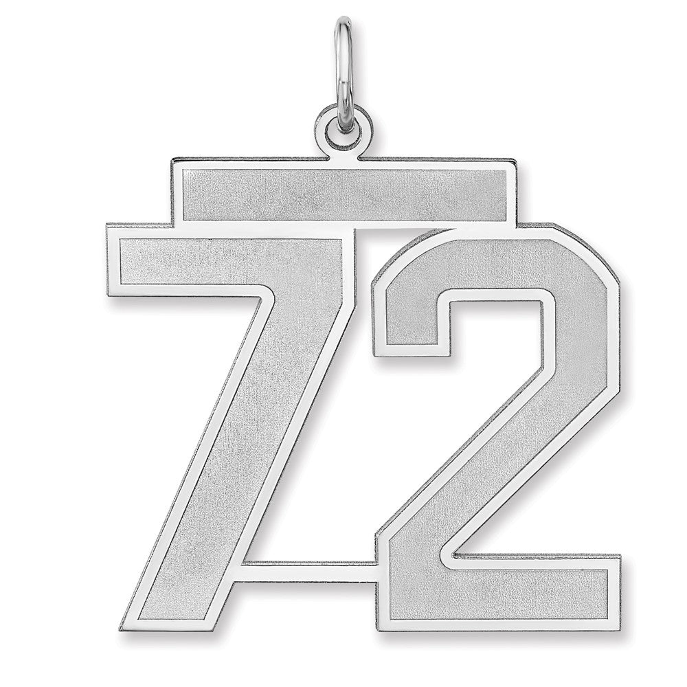 Sterling Silver, Jersey Collection, Extra Large Number 72 Pendant, Item P33459-72 by The Black Bow Jewelry Co.