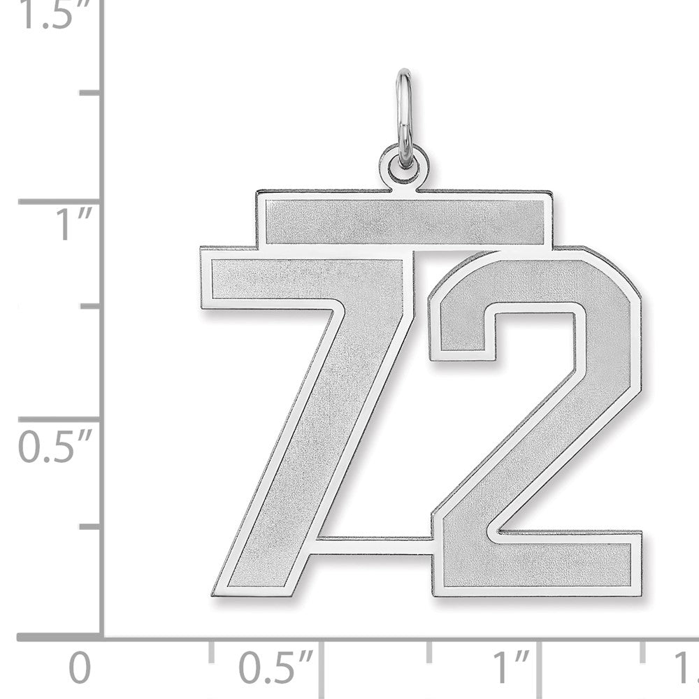 Alternate view of the Sterling Silver, Jersey Collection, Extra Large Number 72 Pendant by The Black Bow Jewelry Co.