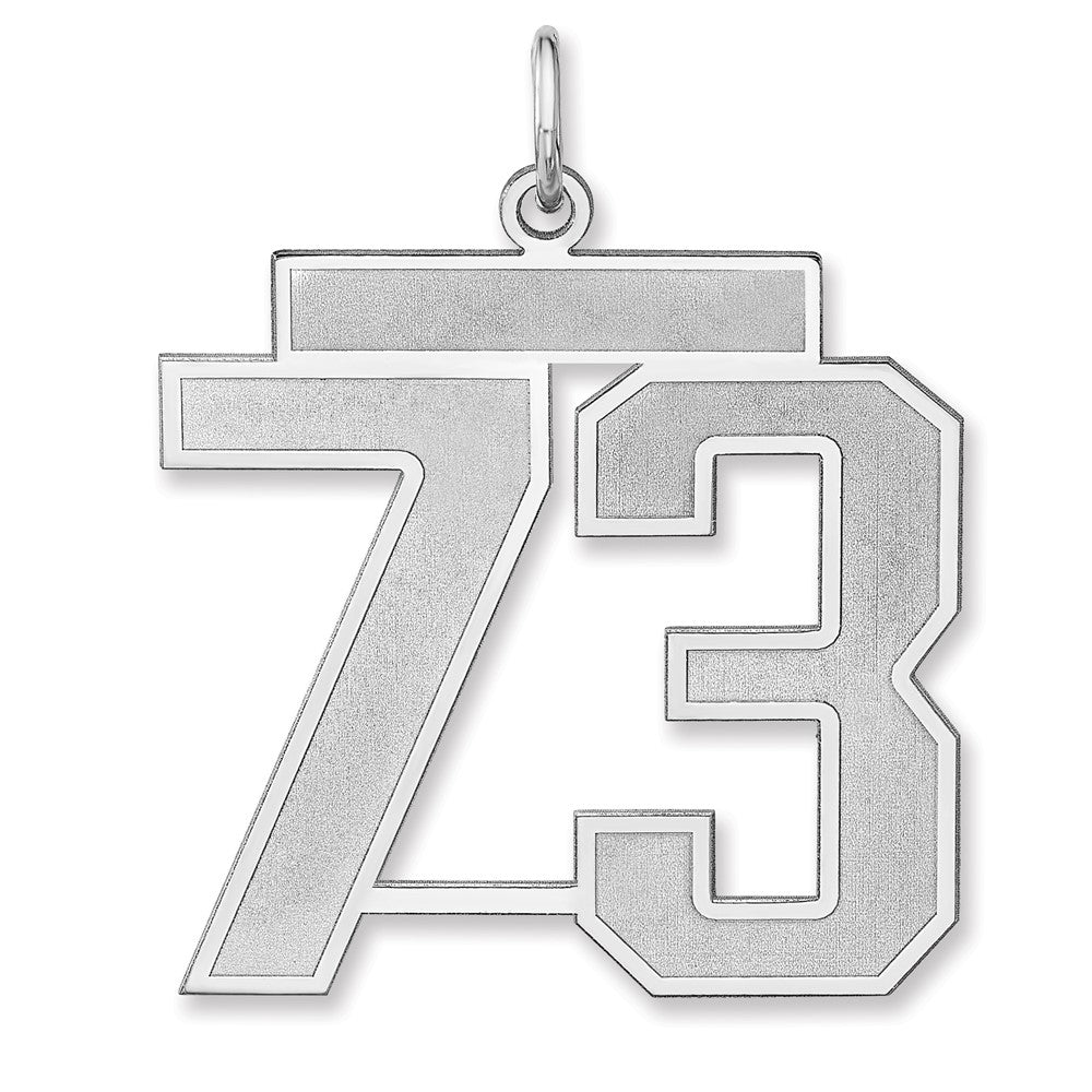 Sterling Silver, Jersey Collection, Extra Large Number 73 Pendant, Item P33459-73 by The Black Bow Jewelry Co.