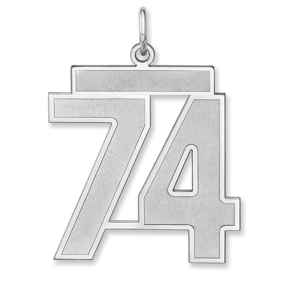Sterling Silver, Jersey Collection, Extra Large Number 74 Pendant, Item P33459-74 by The Black Bow Jewelry Co.