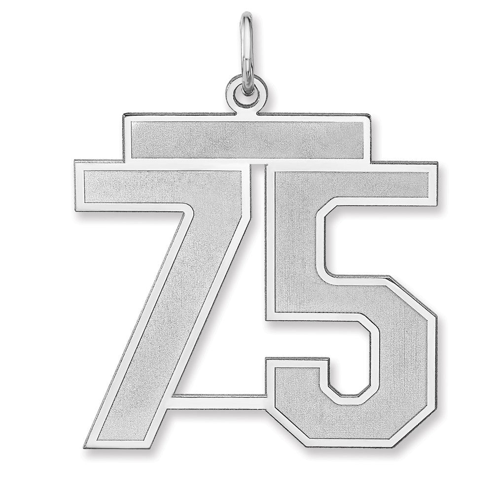 Sterling Silver, Jersey Collection, Extra Large Number 75 Pendant, Item P33459-75 by The Black Bow Jewelry Co.