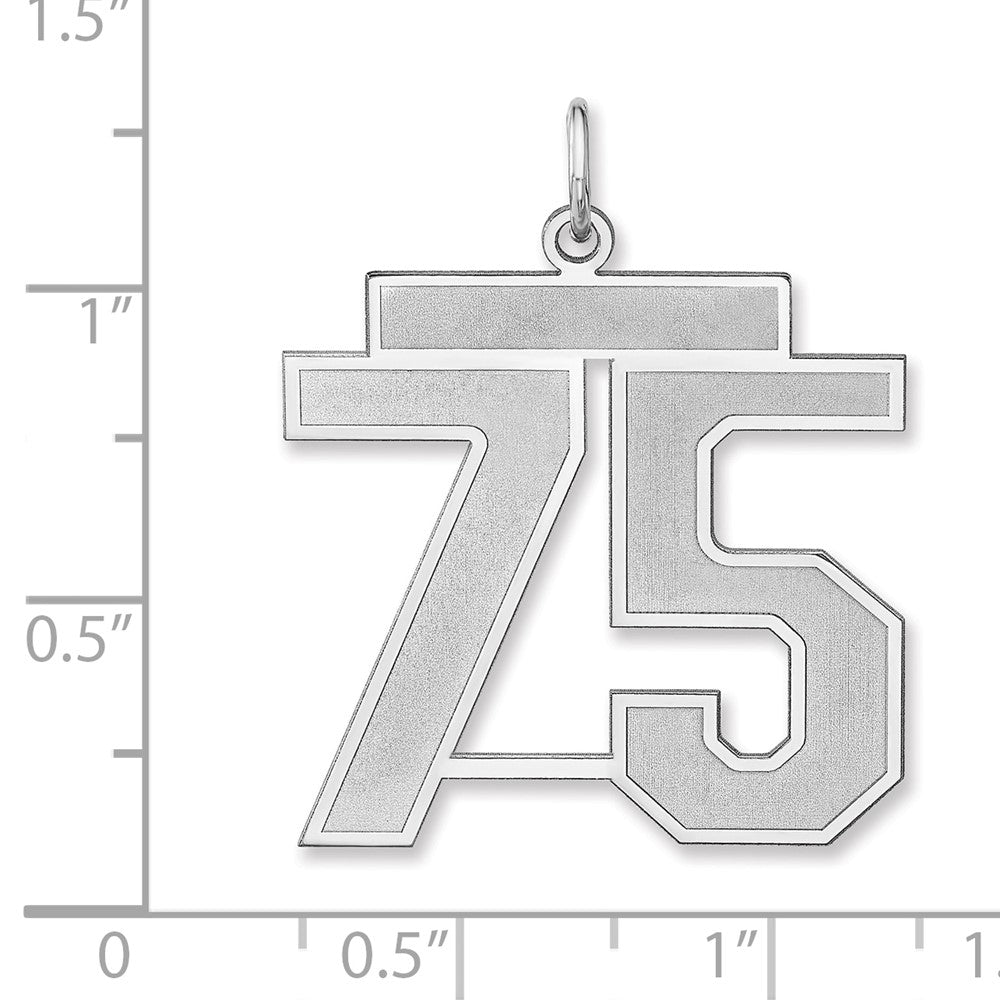 Alternate view of the Sterling Silver, Jersey Collection, Extra Large Number 75 Pendant by The Black Bow Jewelry Co.