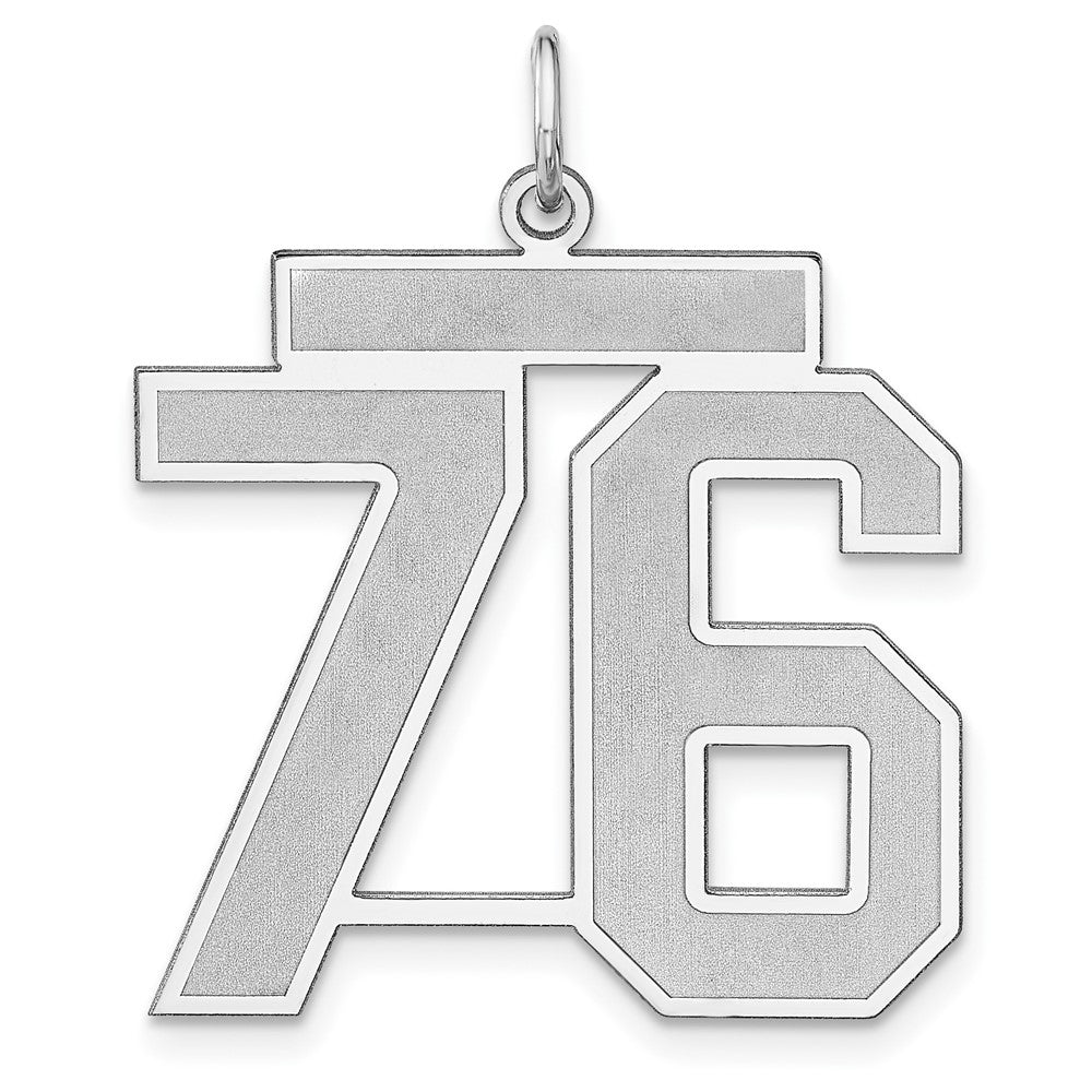 Sterling Silver, Jersey Collection, Extra Large Number 76 Pendant, Item P33459-76 by The Black Bow Jewelry Co.