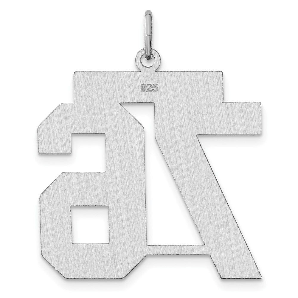 Alternate view of the Sterling Silver, Jersey Collection, Extra Large Number 76 Pendant by The Black Bow Jewelry Co.