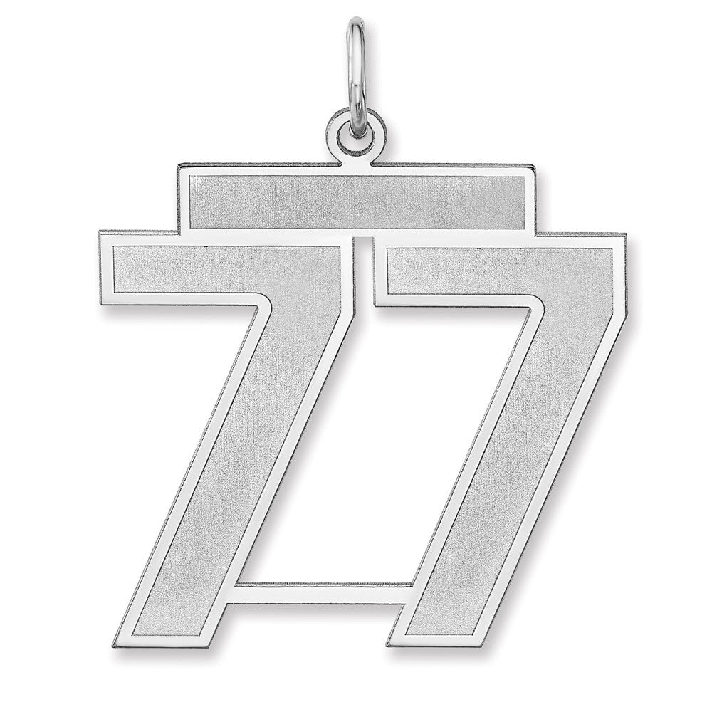 Sterling Silver, Jersey Collection, Extra Large Number 77 Pendant, Item P33459-77 by The Black Bow Jewelry Co.