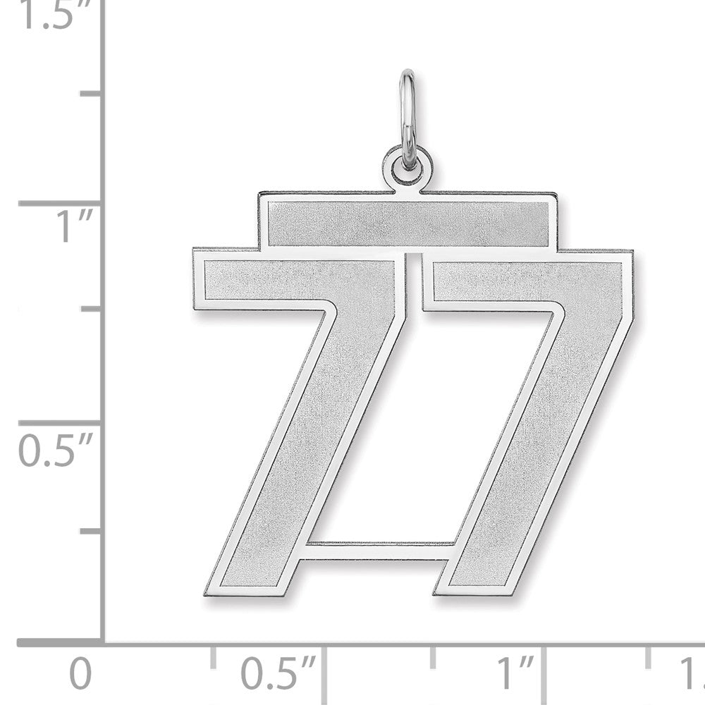 Alternate view of the Sterling Silver, Jersey Collection, Extra Large Number 77 Pendant by The Black Bow Jewelry Co.