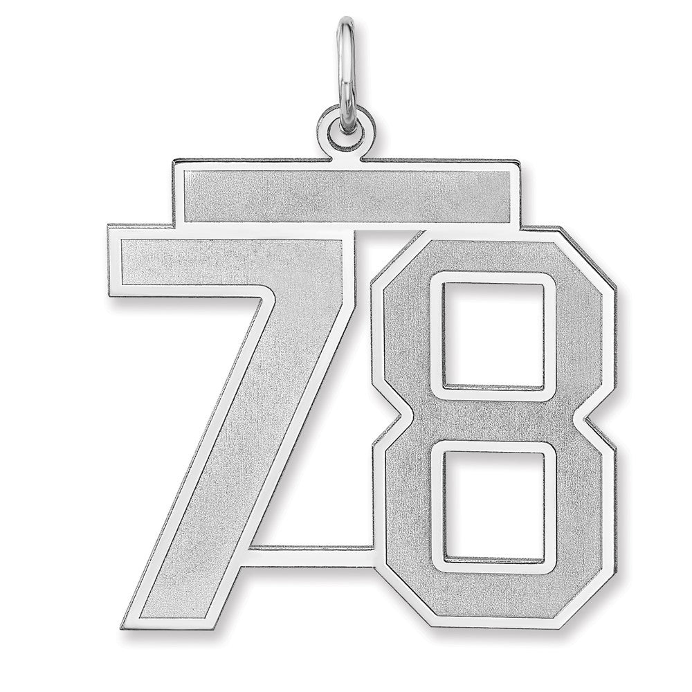 Sterling Silver, Jersey Collection, Extra Large Number 78 Pendant, Item P33459-78 by The Black Bow Jewelry Co.