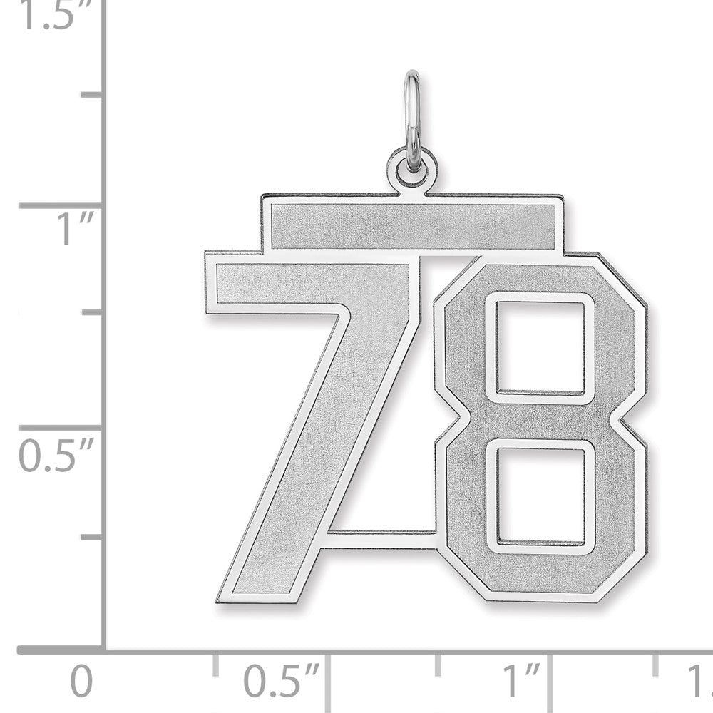 Alternate view of the Sterling Silver, Jersey Collection, Extra Large Number 78 Pendant by The Black Bow Jewelry Co.
