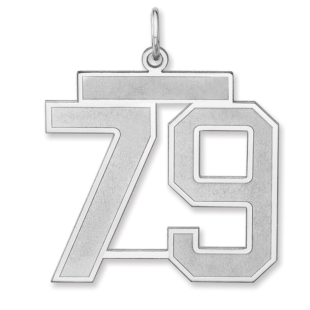 Sterling Silver, Jersey Collection, Extra Large Number 79 Pendant, Item P33459-79 by The Black Bow Jewelry Co.