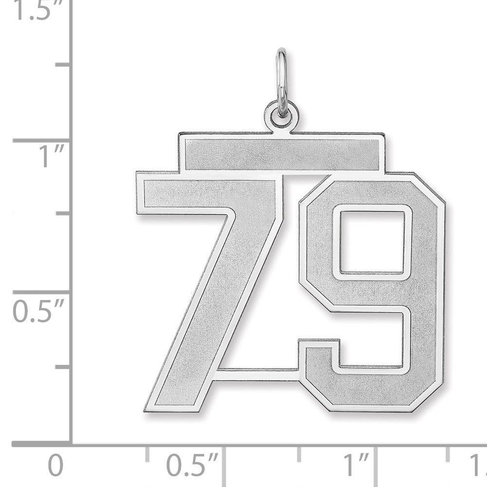 Alternate view of the Sterling Silver, Jersey Collection, Extra Large Number 79 Pendant by The Black Bow Jewelry Co.