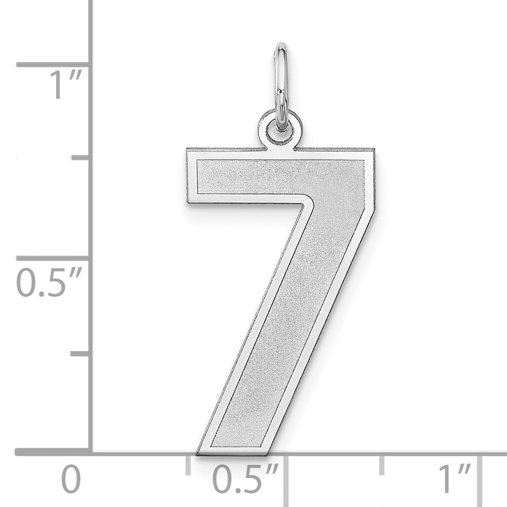 Alternate view of the Sterling Silver, Jersey Collection, Extra Large Number 7 Pendant by The Black Bow Jewelry Co.