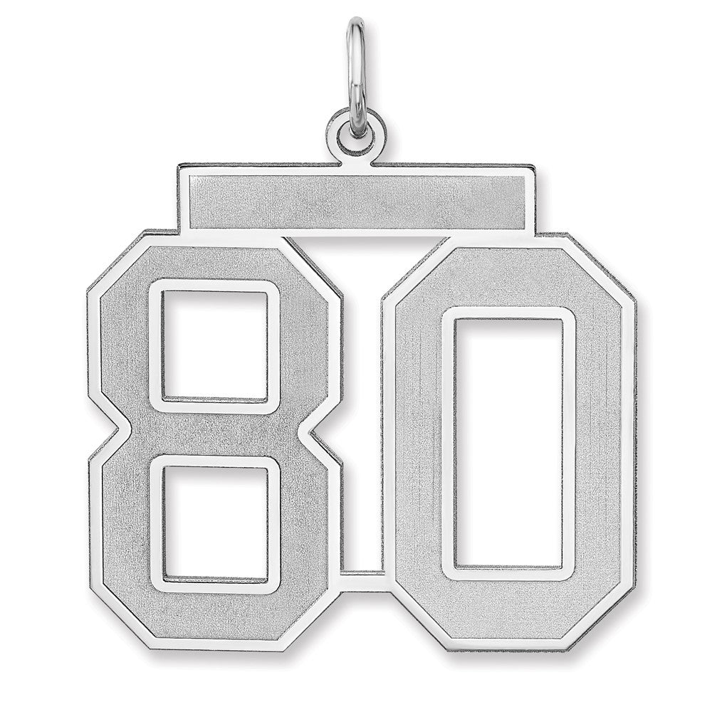 Sterling Silver, Jersey Collection, Extra Large Number 80 Pendant, Item P33459-80 by The Black Bow Jewelry Co.