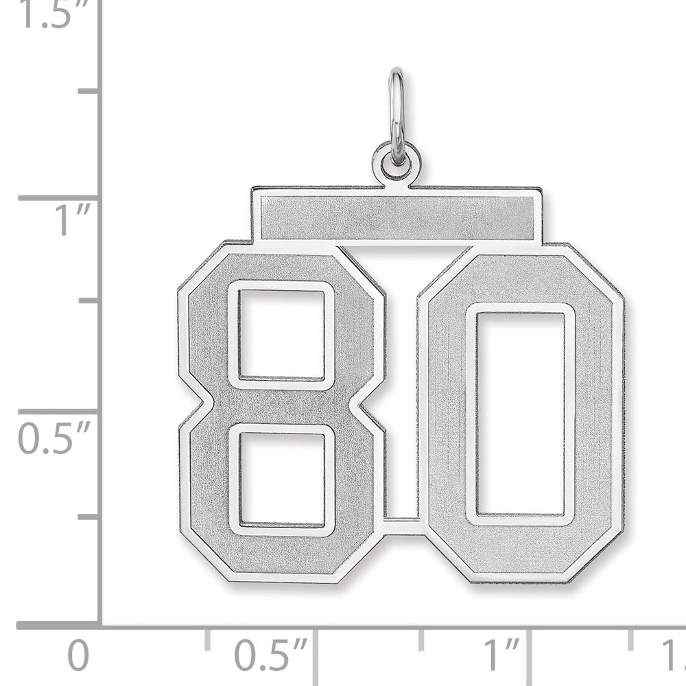 Alternate view of the Sterling Silver, Jersey Collection, Extra Large Number 80 Pendant by The Black Bow Jewelry Co.