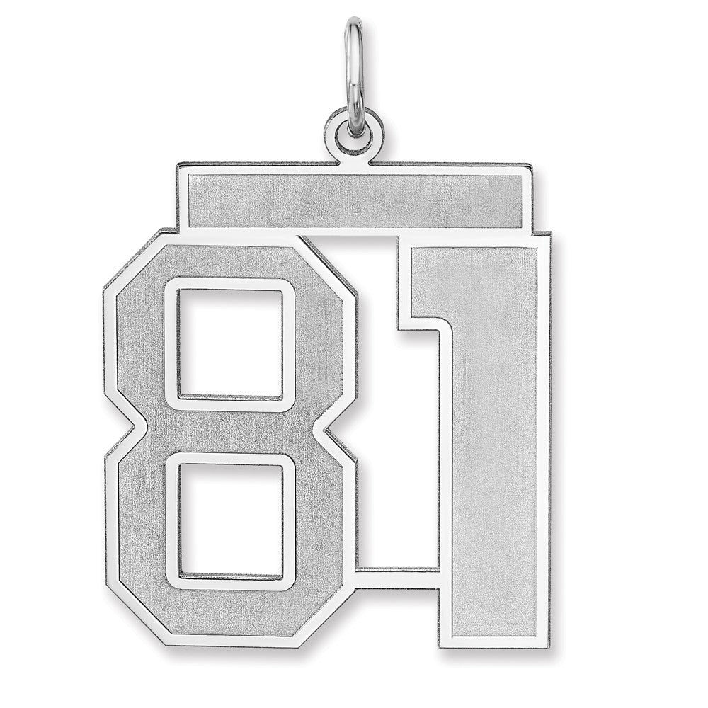 Sterling Silver, Jersey Collection, Extra Large Number 81 Pendant, Item P33459-81 by The Black Bow Jewelry Co.