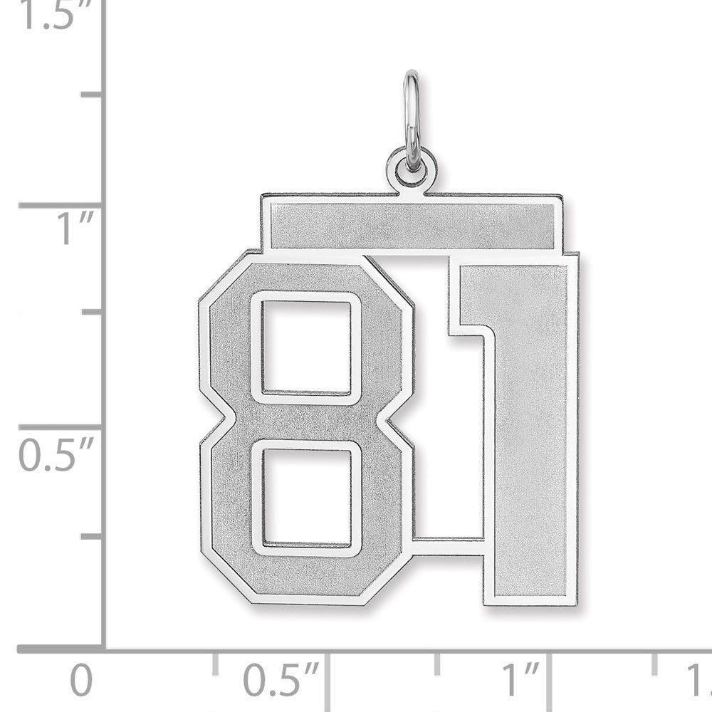Alternate view of the Sterling Silver, Jersey Collection, Extra Large Number 81 Pendant by The Black Bow Jewelry Co.