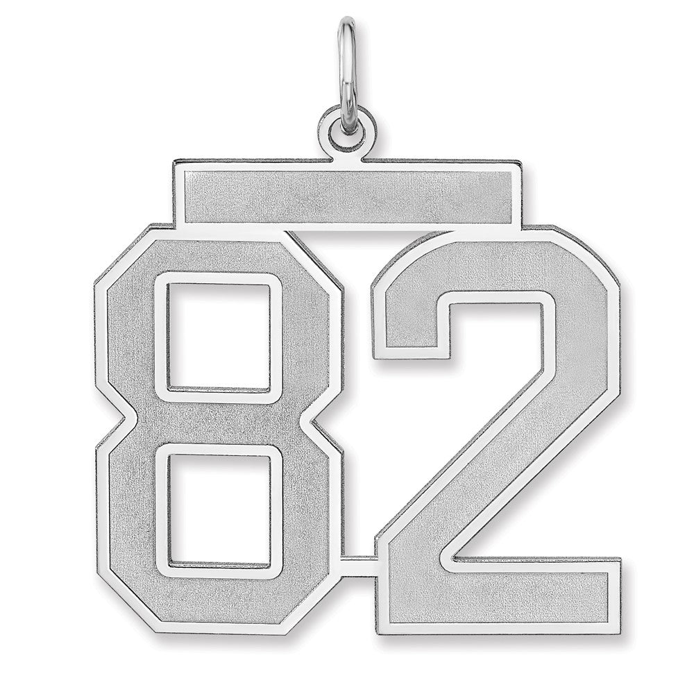 Sterling Silver, Jersey Collection, Extra Large Number 82 Pendant, Item P33459-82 by The Black Bow Jewelry Co.