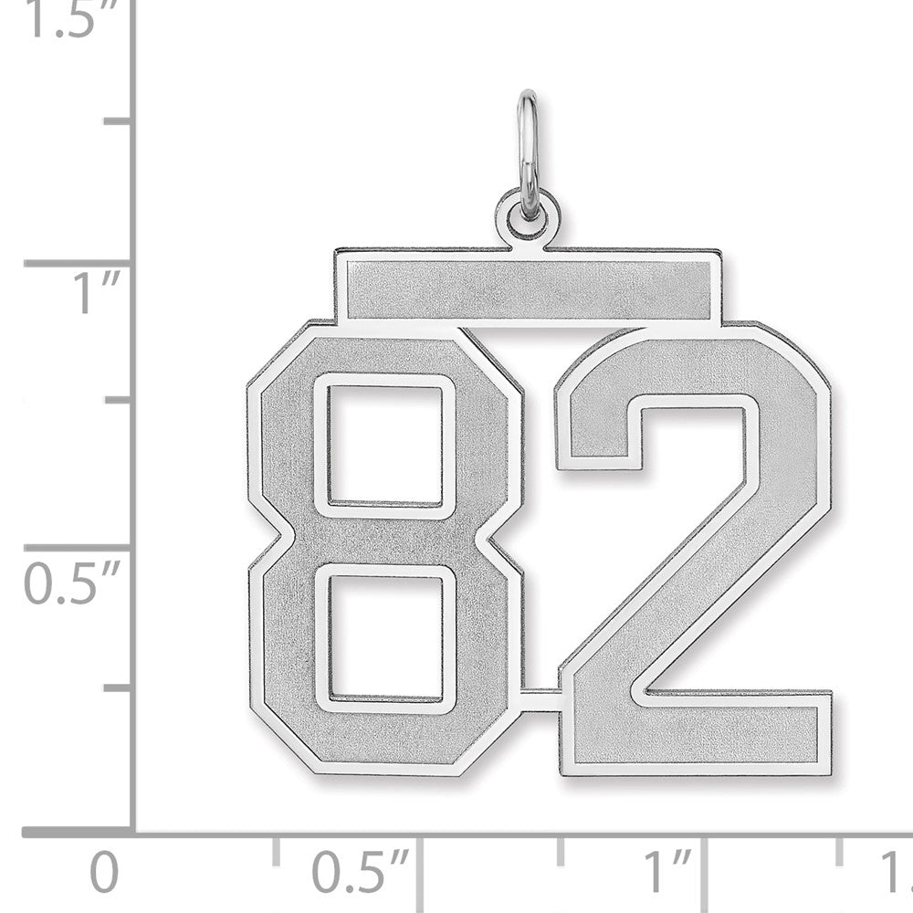 Alternate view of the Sterling Silver, Jersey Collection, Extra Large Number 82 Pendant by The Black Bow Jewelry Co.