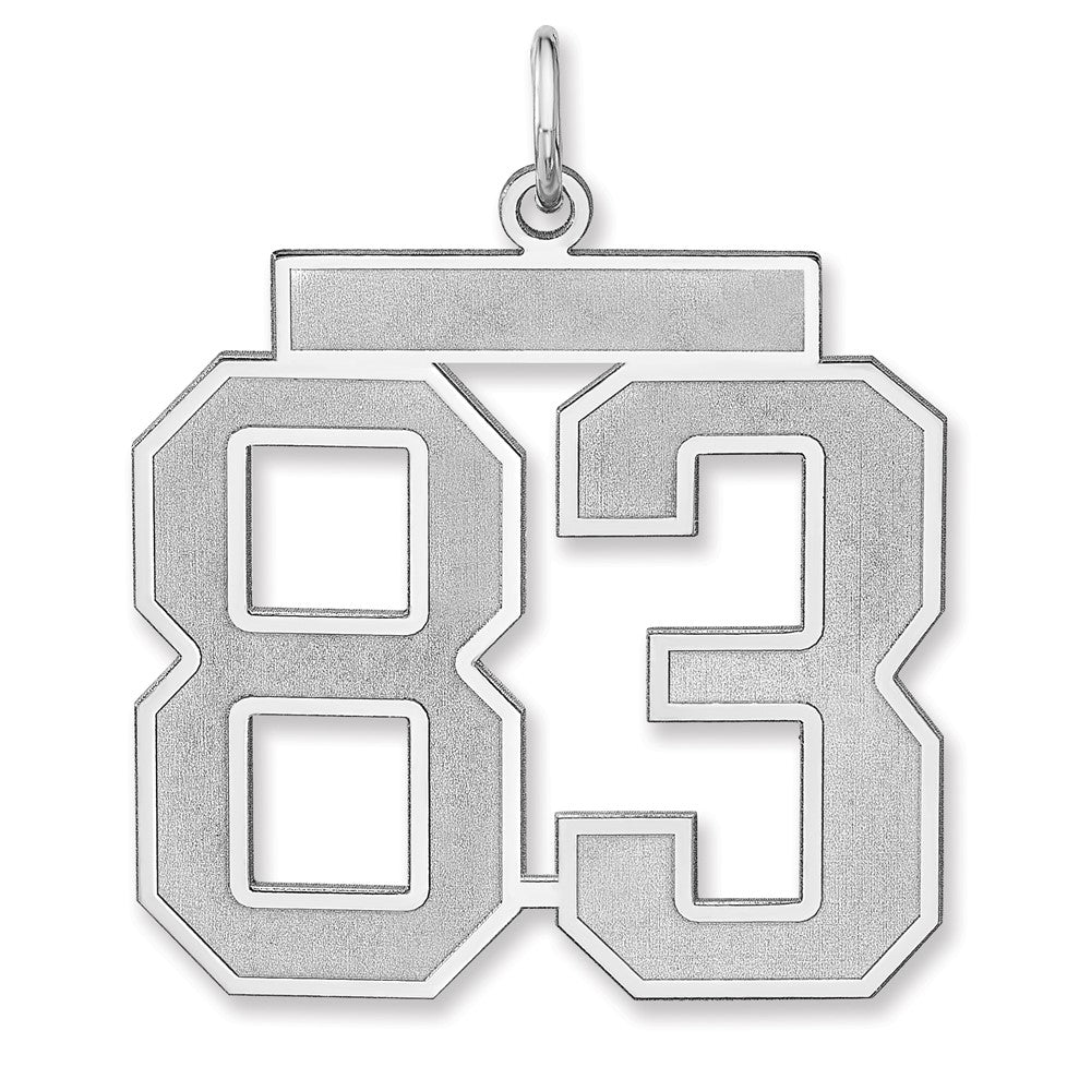 Sterling Silver, Jersey Collection, Extra Large Number 83 Pendant, Item P33459-83 by The Black Bow Jewelry Co.