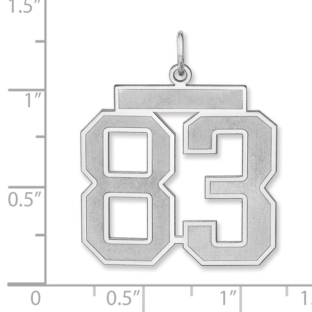 Alternate view of the Sterling Silver, Jersey Collection, Extra Large Number 83 Pendant by The Black Bow Jewelry Co.