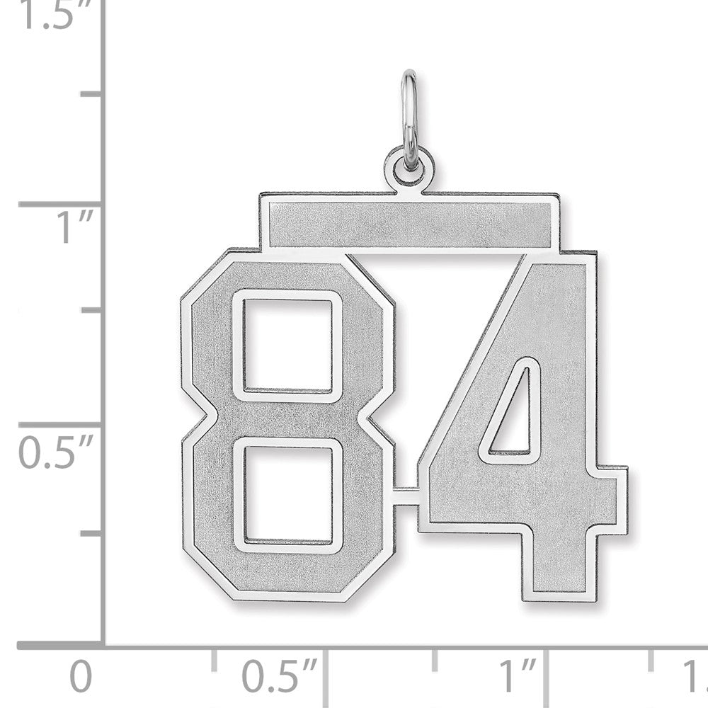 Alternate view of the Sterling Silver, Jersey Collection, Extra Large Number 84 Pendant by The Black Bow Jewelry Co.