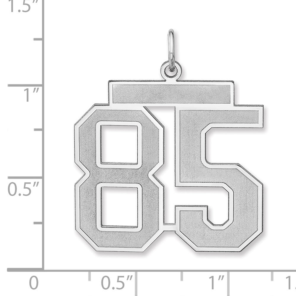 Alternate view of the Sterling Silver, Jersey Collection, Extra Large Number 85 Pendant by The Black Bow Jewelry Co.