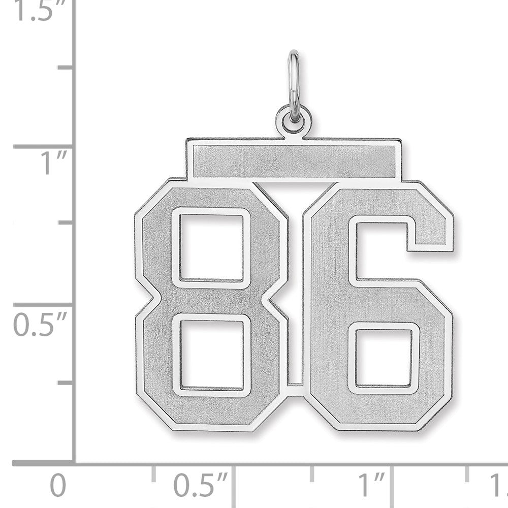Alternate view of the Sterling Silver, Jersey Collection, Extra Large Number 86 Pendant by The Black Bow Jewelry Co.