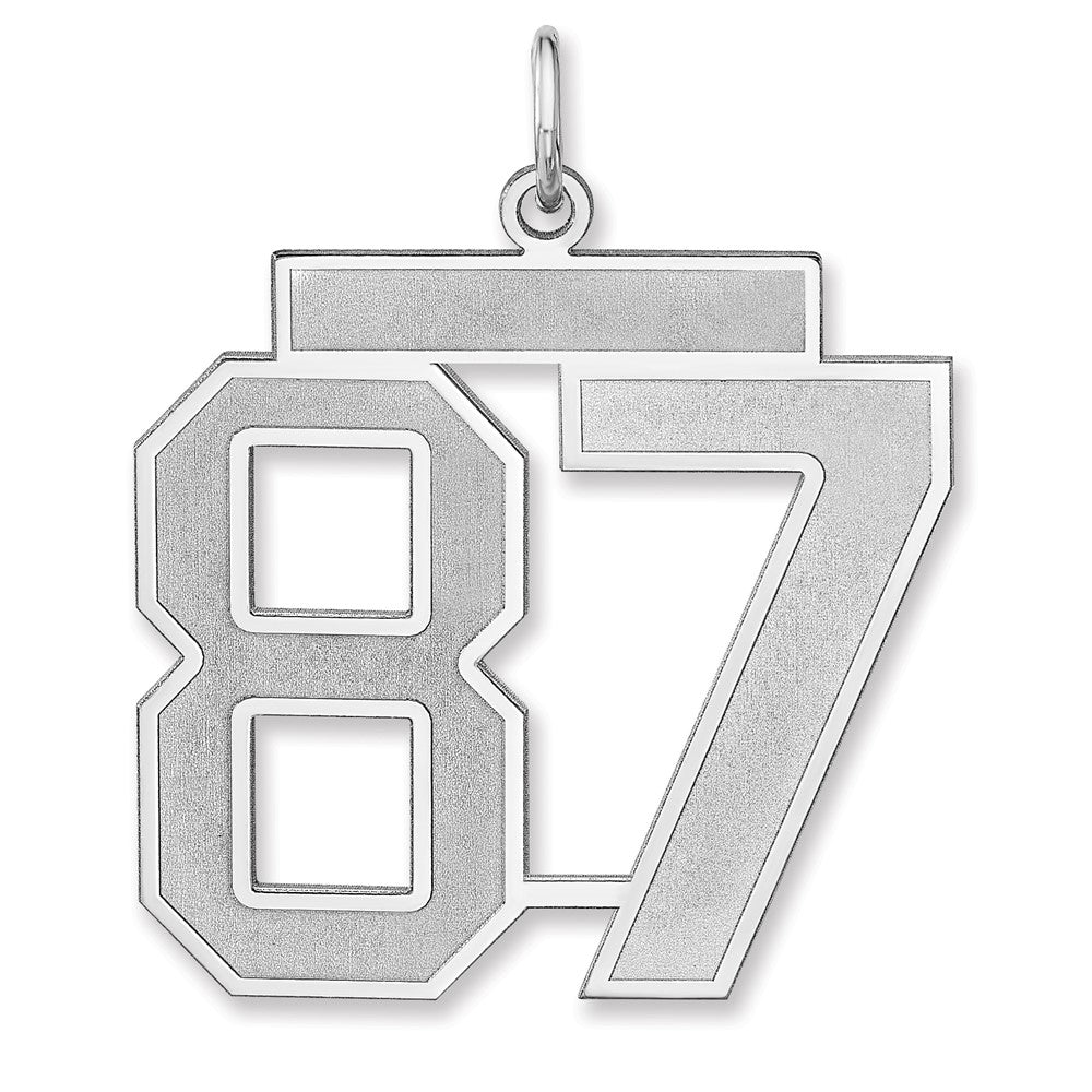 Sterling Silver, Jersey Collection, Extra Large Number 87 Pendant, Item P33459-87 by The Black Bow Jewelry Co.