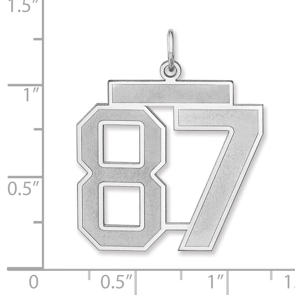 Alternate view of the Sterling Silver, Jersey Collection, Extra Large Number 87 Pendant by The Black Bow Jewelry Co.