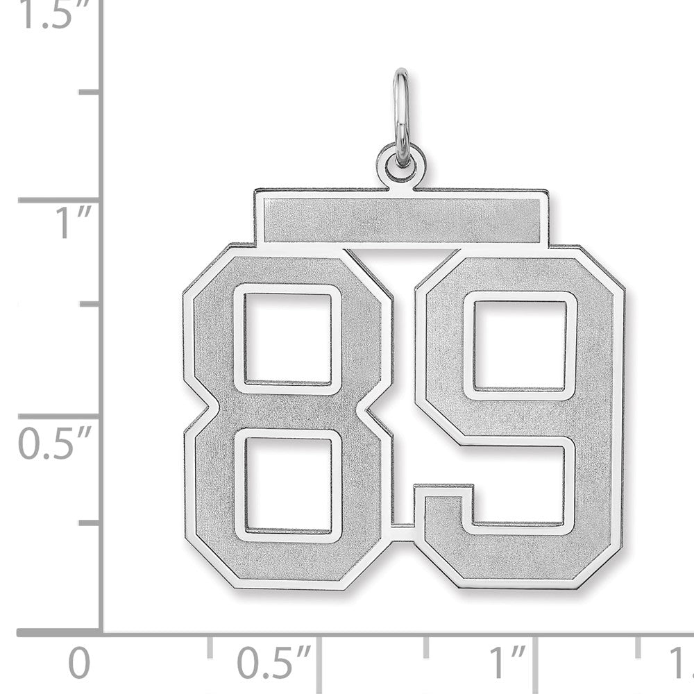 Alternate view of the Sterling Silver, Jersey Collection, Extra Large Number 89 Pendant by The Black Bow Jewelry Co.