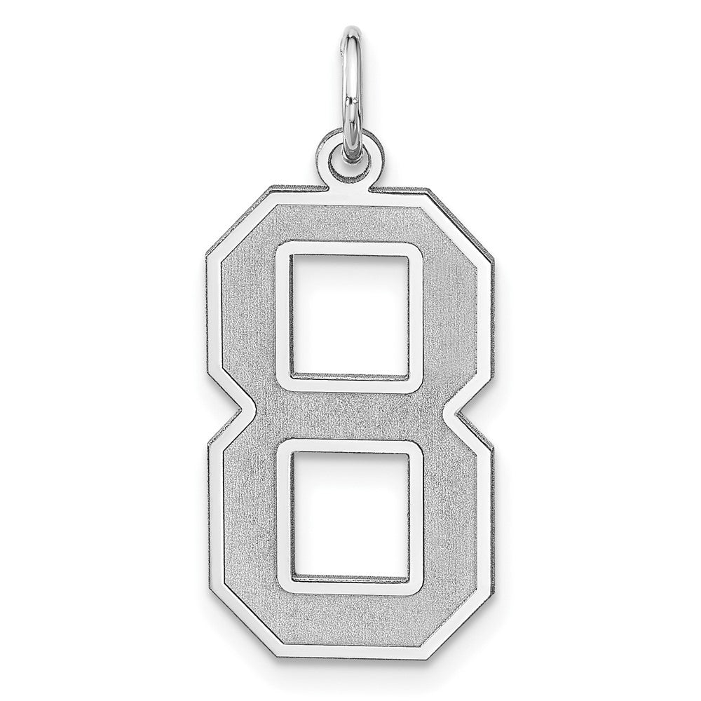 Sterling Silver, Jersey Collection, Extra Large Number 8 Pendant, Item P33459-8 by The Black Bow Jewelry Co.
