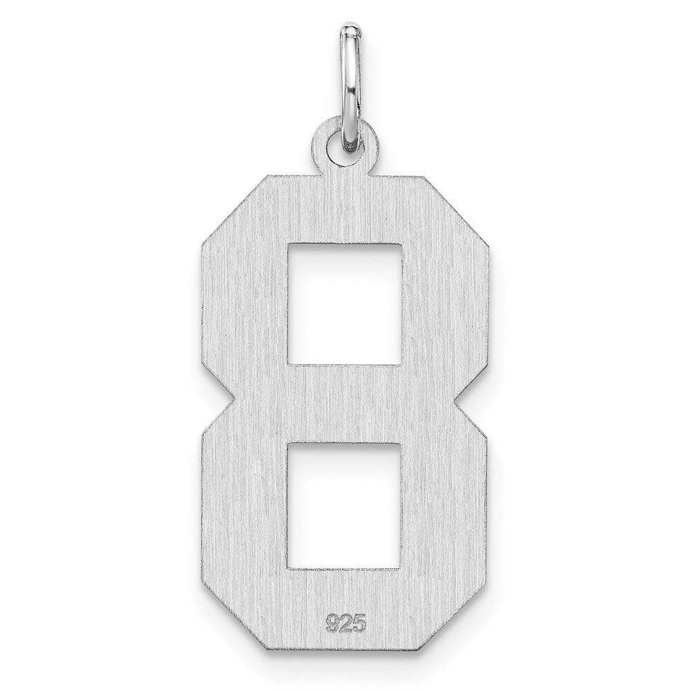 Alternate view of the Sterling Silver, Jersey Collection, Extra Large Number 8 Pendant by The Black Bow Jewelry Co.