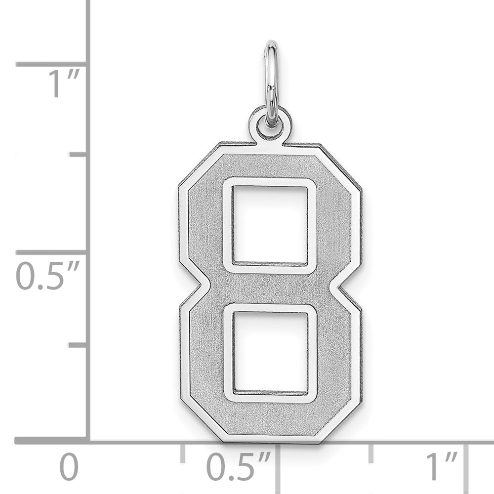 Alternate view of the Sterling Silver, Jersey Collection, Extra Large Number 8 Pendant by The Black Bow Jewelry Co.