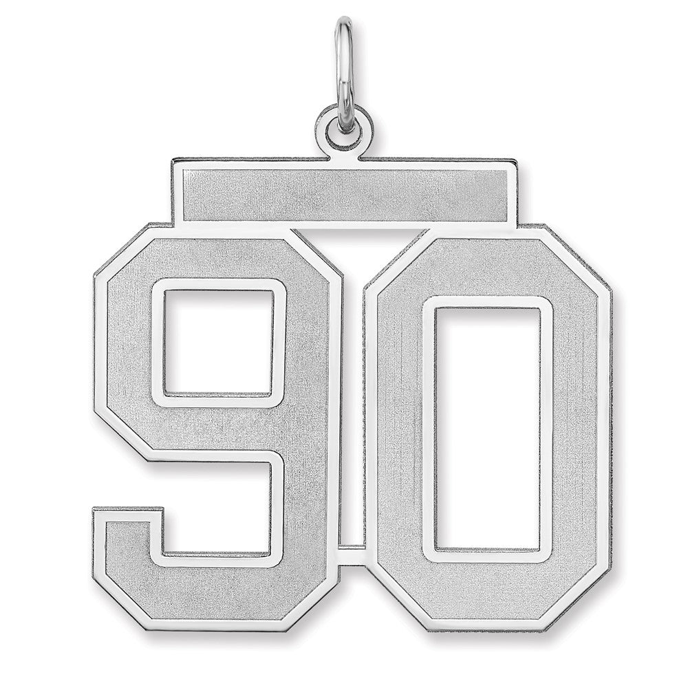 Sterling Silver, Jersey Collection, Extra Large Number 90 Pendant, Item P33459-90 by The Black Bow Jewelry Co.