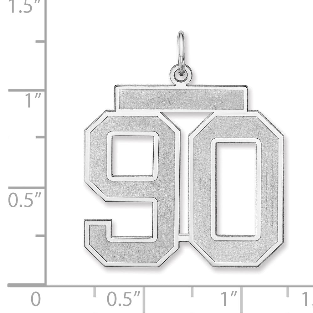 Alternate view of the Sterling Silver, Jersey Collection, Extra Large Number 90 Pendant by The Black Bow Jewelry Co.