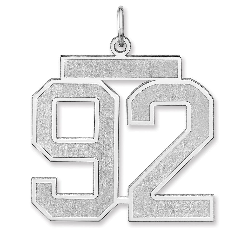 Sterling Silver, Jersey Collection, Extra Large Number 92 Pendant, Item P33459-92 by The Black Bow Jewelry Co.