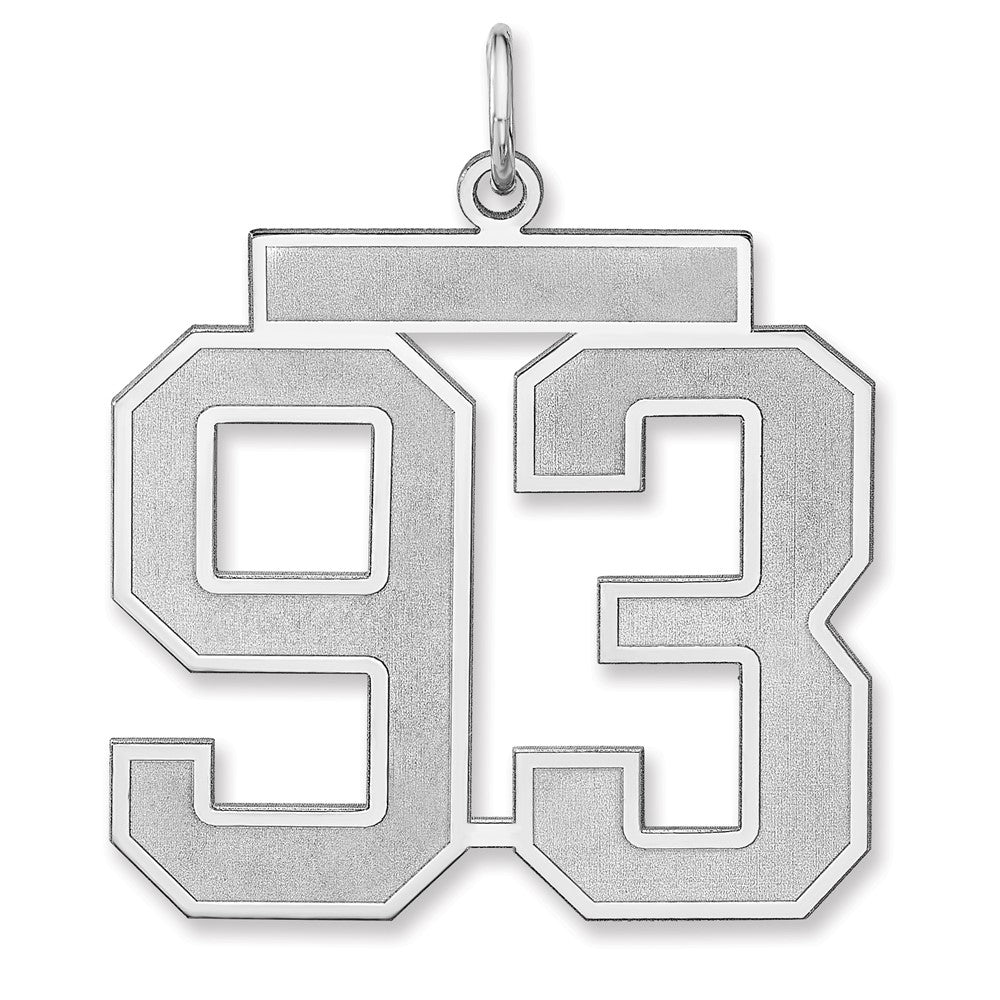 Sterling Silver, Jersey Collection, Extra Large Number 93 Pendant, Item P33459-93 by The Black Bow Jewelry Co.