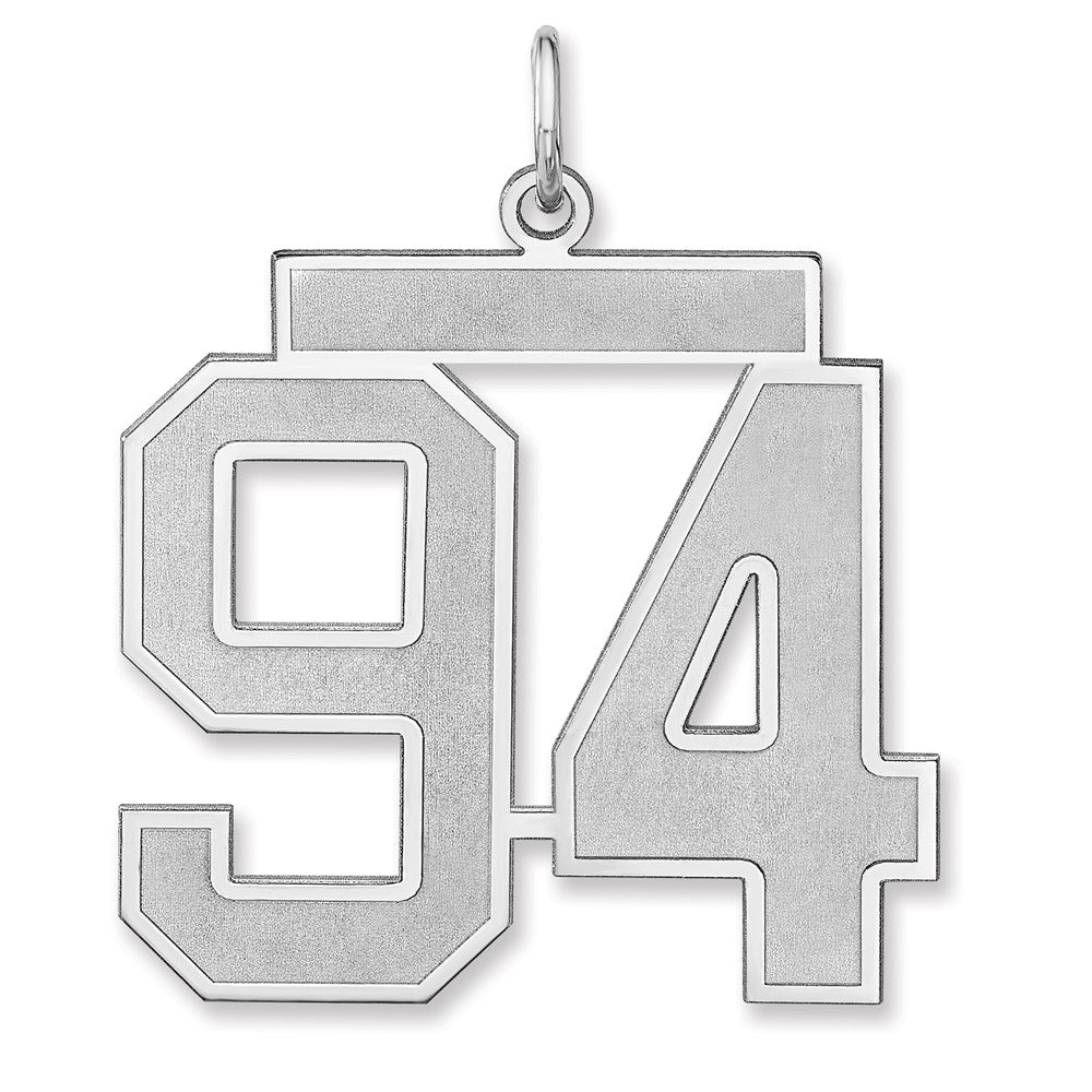 Sterling Silver, Jersey Collection, Extra Large Number 94 Pendant, Item P33459-94 by The Black Bow Jewelry Co.